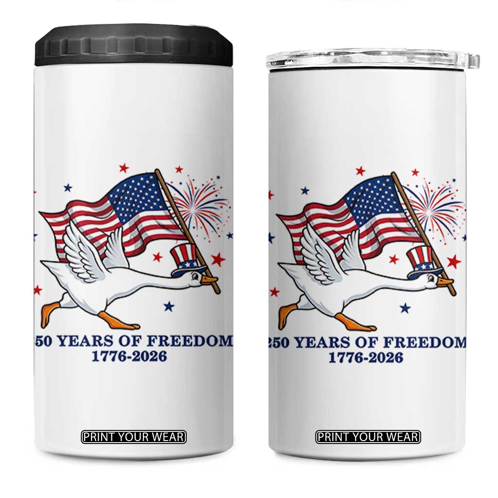 Freedom 250th Anniversary 4 in 1 Can Cooler Tumbler Funny 4th Of July Silly Goose TS14 One Size: 16 oz White Print Your Wear