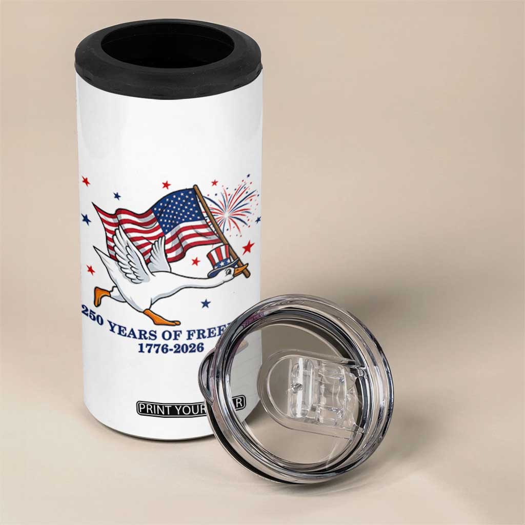 Freedom 250th Anniversary 4 in 1 Can Cooler Tumbler Funny 4th Of July Silly Goose TS14 Print Your Wear
