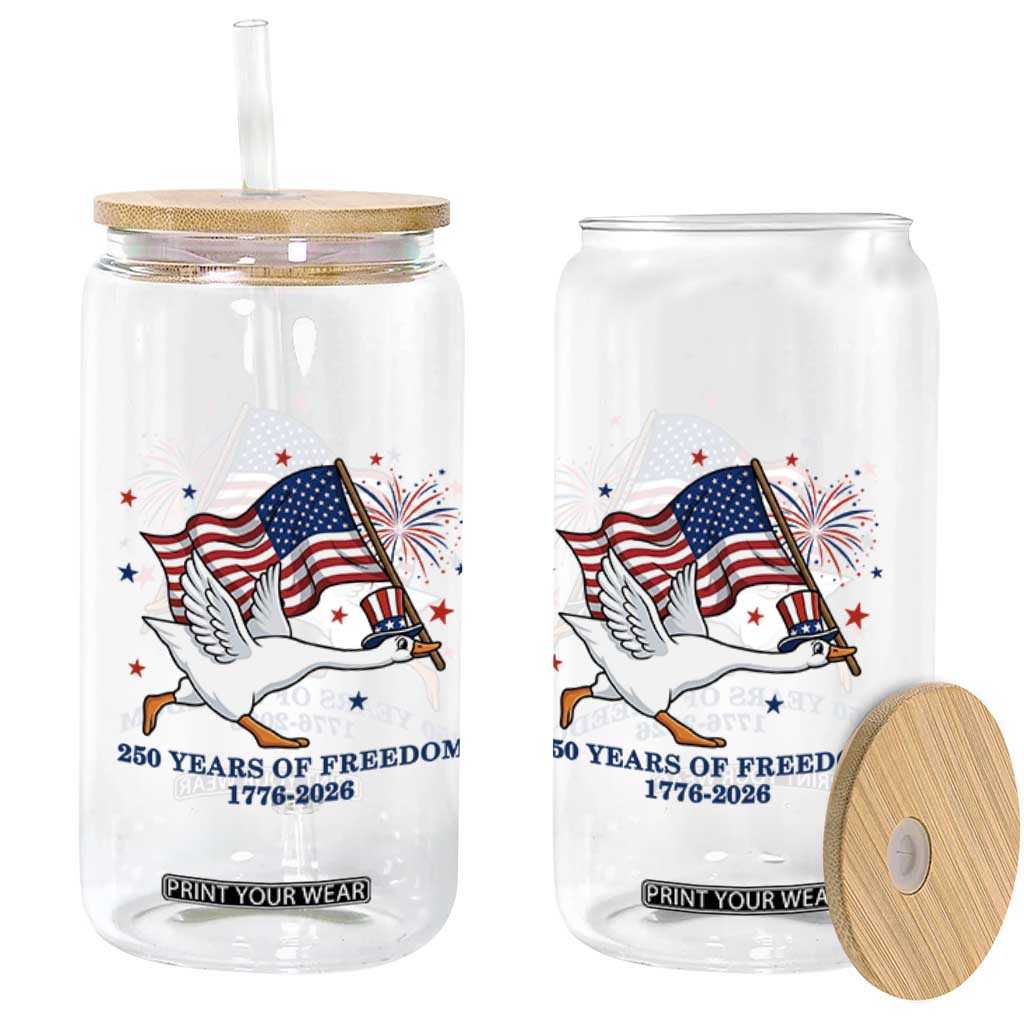 Freedom 250th Anniversary Glass Can Funny 4th Of July Silly Goose