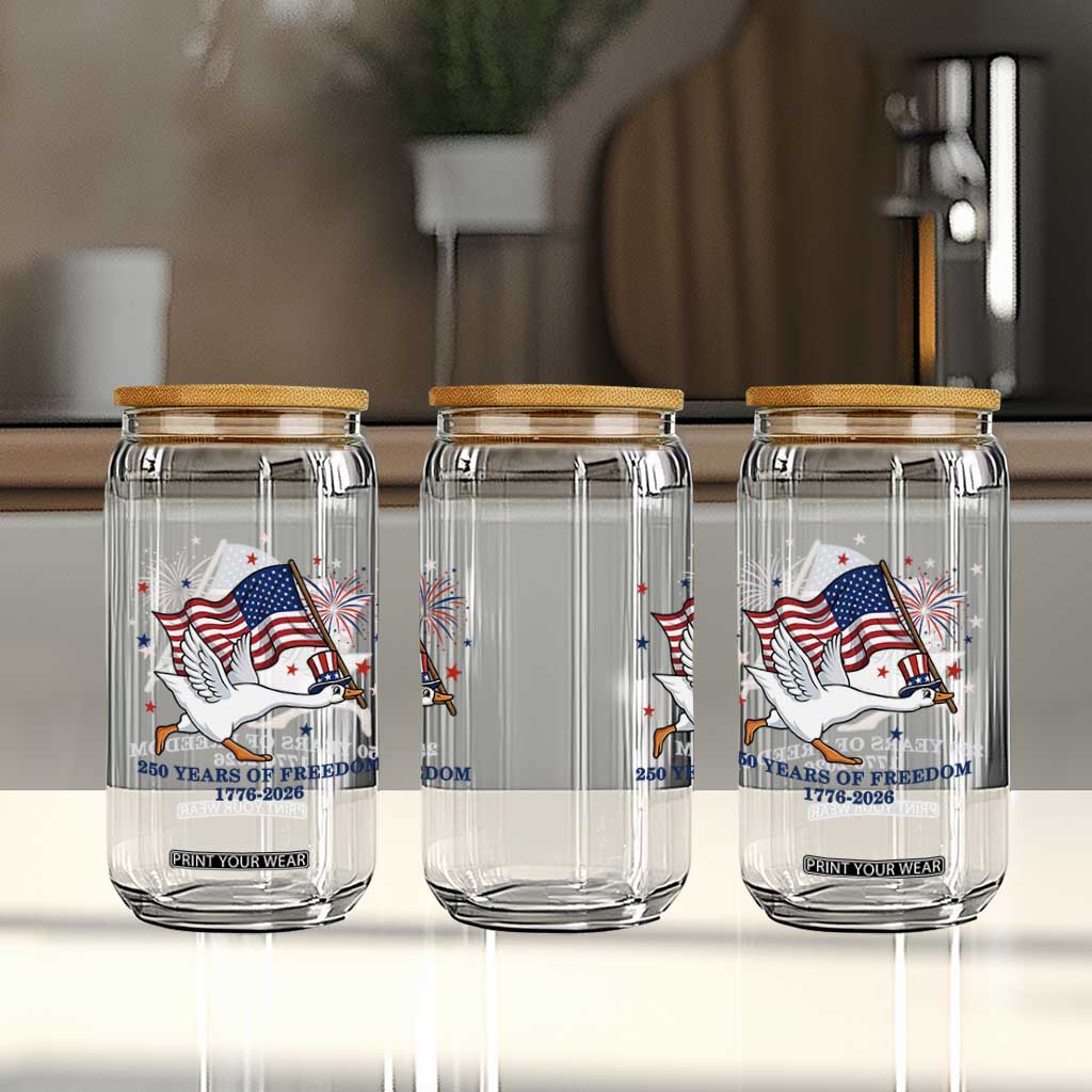 Freedom 250th Anniversary Glass Can Funny 4th Of July Silly Goose