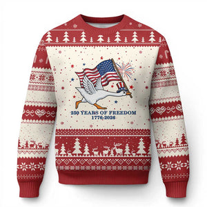 Freedom 250th Anniversary Ugly Christmas Sweater Funny 4th Of July Silly Goose TS14 Beige Red Print Your Wear