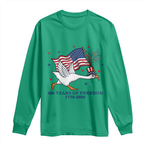 Freedom 250th Anniversary Long Sleeve Shirt Funny 4th Of July Silly Goose TS14 Irish Green Print Your Wear