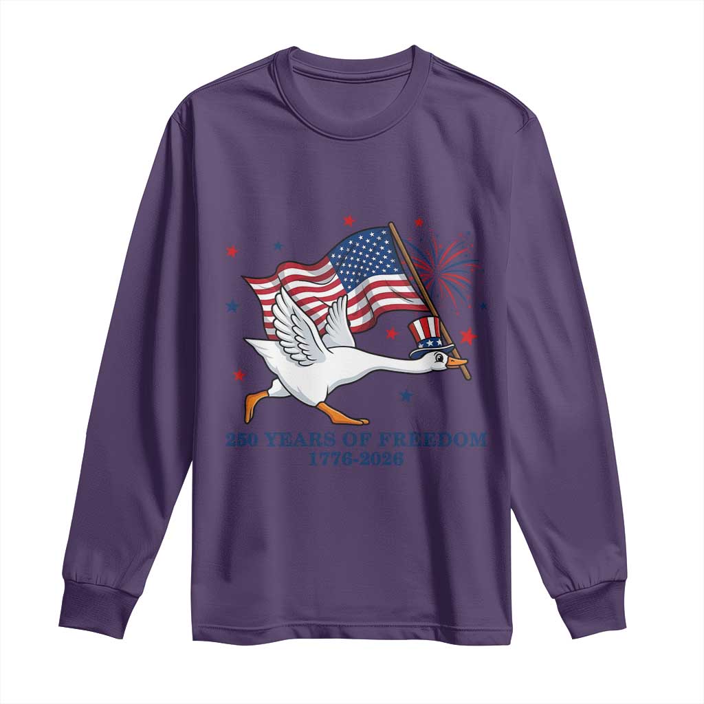 Freedom 250th Anniversary Long Sleeve Shirt Funny 4th Of July Silly Goose TS14 Purple Print Your Wear
