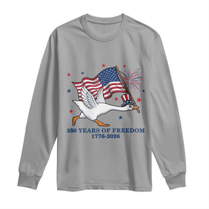 Freedom 250th Anniversary Long Sleeve Shirt Funny 4th Of July Silly Goose TS14 Sport Gray Print Your Wear