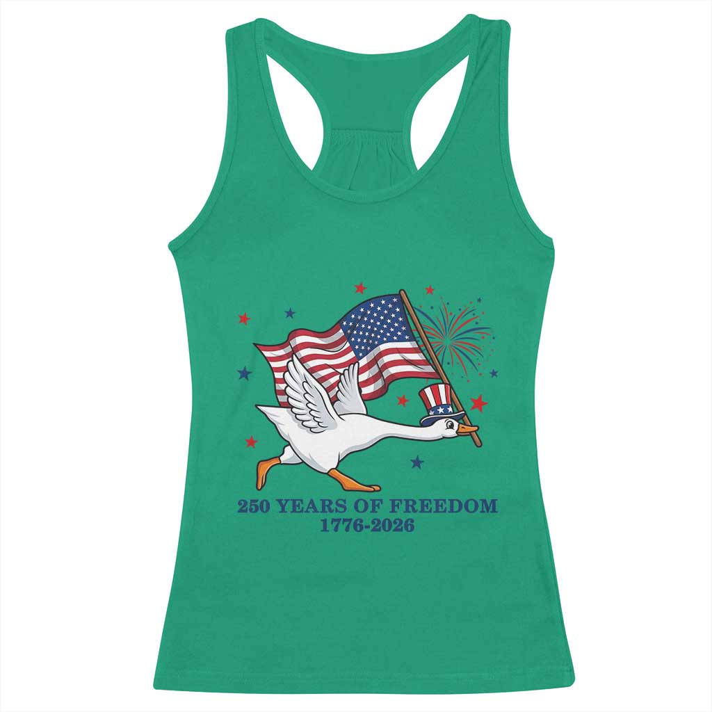 Freedom 250th Anniversary Racerback Tank Top Funny 4th Of July Silly Goose TS14 Irish Green Print Your Wear