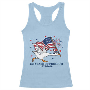 Freedom 250th Anniversary Racerback Tank Top Funny 4th Of July Silly Goose TS14 Light Blue Print Your Wear
