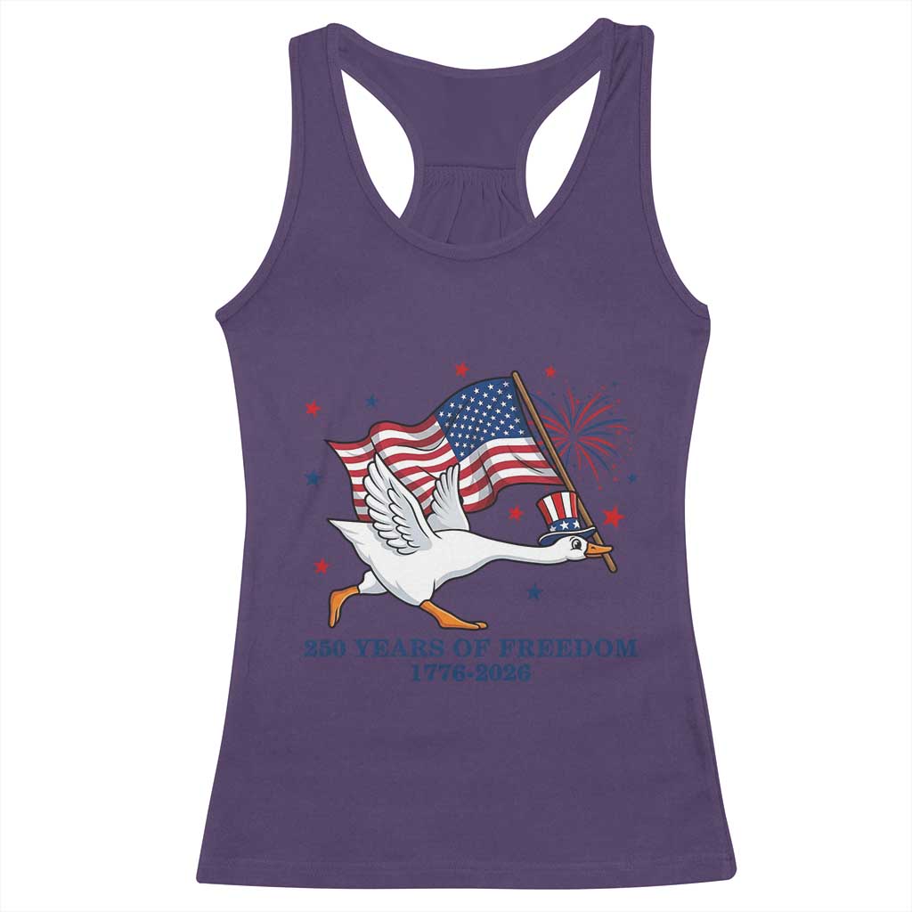 Freedom 250th Anniversary Racerback Tank Top Funny 4th Of July Silly Goose TS14 Purple Print Your Wear
