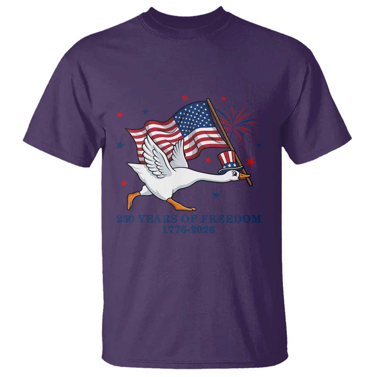 Freedom 250th Anniversary T Shirt Funny 4th Of July Silly Goose TS14 Purple Print Your Wear
