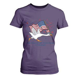 Freedom 250th Anniversary T Shirt For Women Funny 4th Of July Silly Goose TS14 Purple Print Your Wear