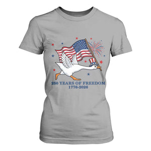 Freedom 250th Anniversary T Shirt For Women Funny 4th Of July Silly Goose TS14 Sport Gray Print Your Wear