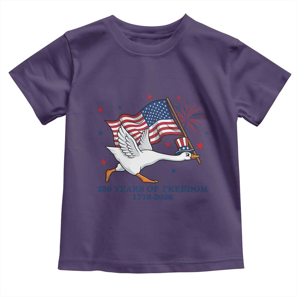 Freedom 250th Anniversary Toddler T Shirt Funny 4th Of July Silly Goose TS14 Purple Print Your Wear