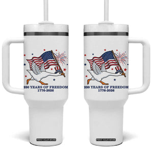 Freedom 250th Anniversary Tumbler With Handle Funny 4th Of July Silly Goose TS14 One Size: 40 oz White Print Your Wear