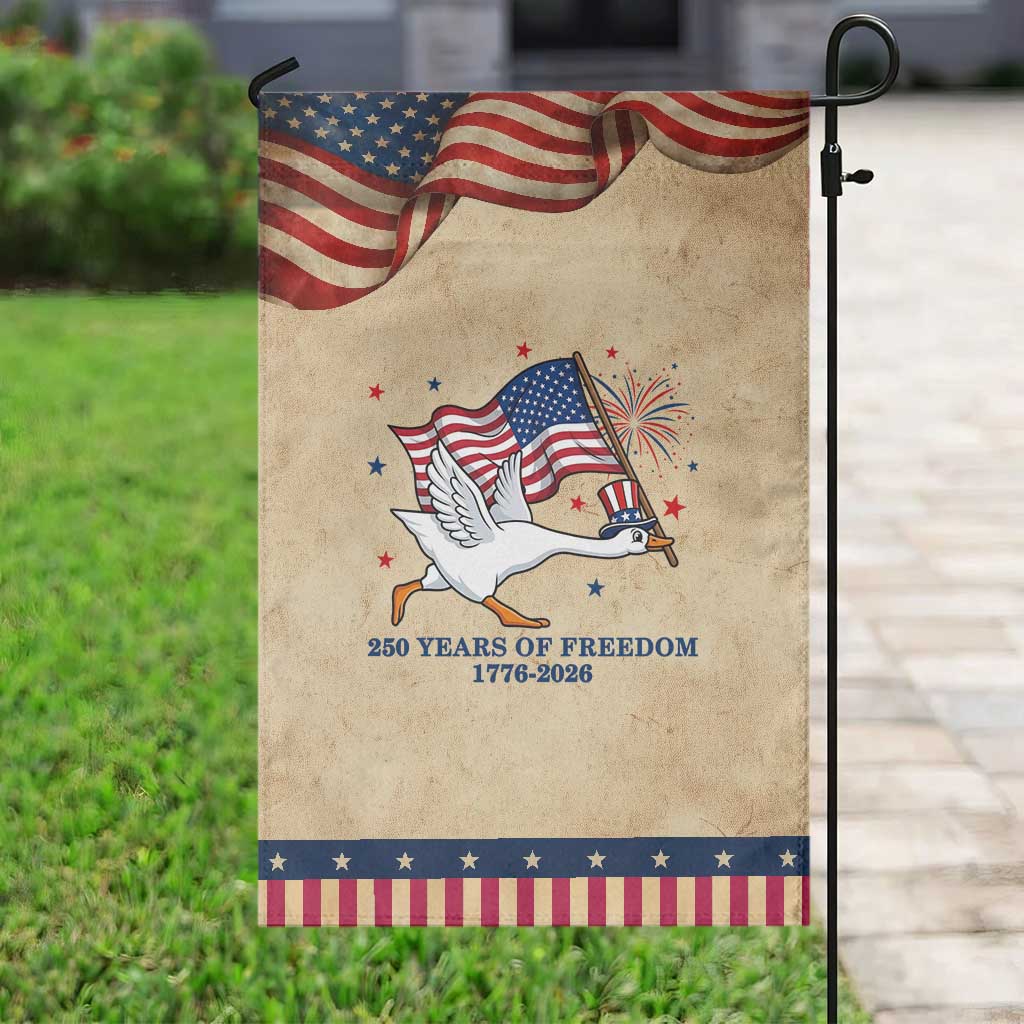 Freedom 250th Anniversary Patriotic Garden Flag Funny 4th Of July Silly Goose