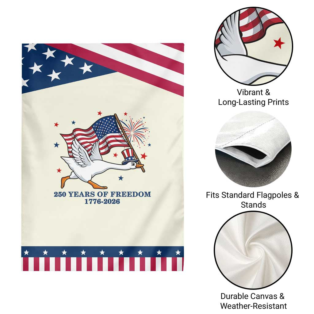 Freedom 250th Anniversary Patriotic Garden Flag Funny 4th Of July Silly Goose
