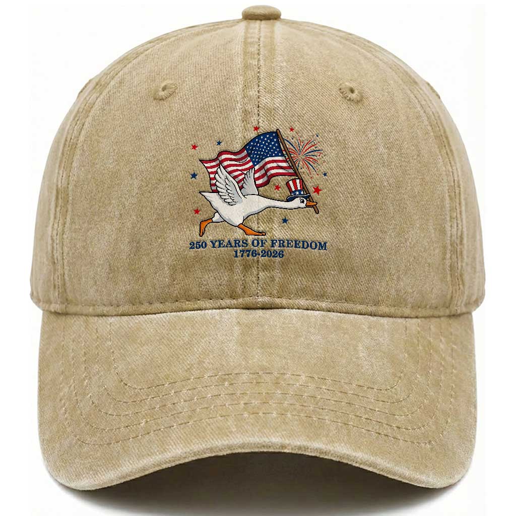Freedom 250th Anniversary Washed Cotton Baseball Cap Funny 4th Of July Silly Goose