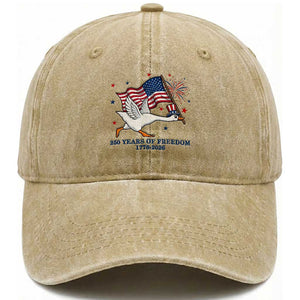 Freedom 250th Anniversary Washed Cotton Baseball Cap Funny 4th Of July Silly Goose
