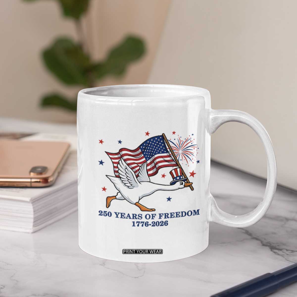 Freedom 250th Anniversary Coffee Mug Funny 4th Of July Silly Goose TS14 Print Your Wear