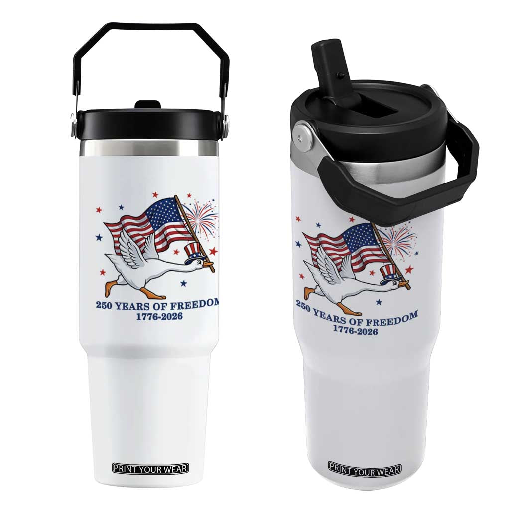 Freedom 250th Anniversary Flip Straw Tumbler Funny 4th Of July Silly Goose TS14 One Size: 30 oz White Print Your Wear