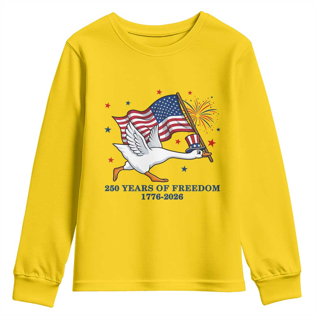 Freedom 250th Anniversary Youth Sweatshirt Funny 4th Of July Silly Goose TS14 Daisy Print Your Wear