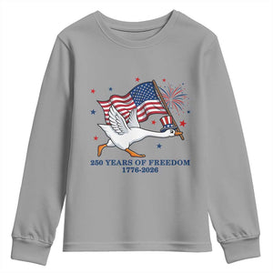 Freedom 250th Anniversary Youth Sweatshirt Funny 4th Of July Silly Goose TS14 Sport Gray Print Your Wear