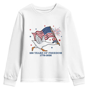 Freedom 250th Anniversary Youth Sweatshirt Funny 4th Of July Silly Goose TS14 White Print Your Wear