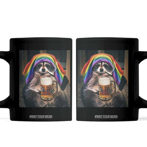 LGBTQ Pride Raccoon Rainbow Flag Coffee Mug Funny Drinking Beer