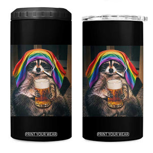 LGBTQ Pride Raccoon Rainbow Flag 4 in 1 Can Cooler Tumbler Funny Drinking Beer