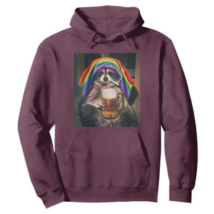 LGBTQ Pride Raccoon Rainbow Flag Hoodie Funny Drinking Beer
