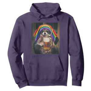 LGBTQ Pride Raccoon Rainbow Flag Hoodie Funny Drinking Beer
