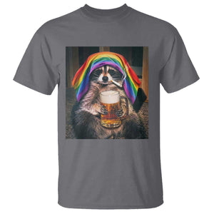 LGBTQ Pride Raccoon Rainbow Flag T Shirt Funny Drinking Beer