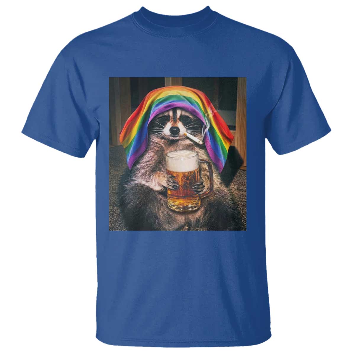 LGBTQ Pride Raccoon Rainbow Flag T Shirt Funny Drinking Beer