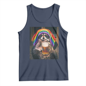 LGBTQ Pride Raccoon Rainbow Flag Tank Top Funny Drinking Beer