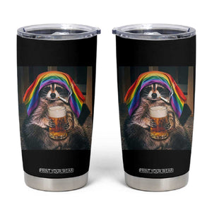 LGBTQ Pride Raccoon Rainbow Flag Tumbler Cup Funny Drinking Beer