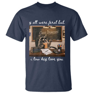 Last Day of School Teacher Feral Raccoon T Shirt Funny End of Year Summer Break Gift TS14 Navy Print Your Wear