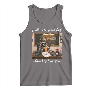 Last Day of School Teacher Feral Raccoon Tank Top Funny End of Year Summer Break Gift TS14 Deep Heather Print Your Wear