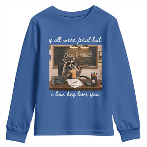 Last Day of School Teacher Feral Raccoon Youth Sweatshirt Funny End of Year Summer Break Gift TS14 Royal Blue Print Your Wear