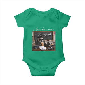 Funny Raccoon Graduation Baby Onesie I Live Here Now TS14 Irish Green Print Your Wear
