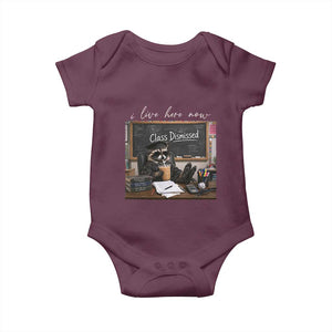 Funny Raccoon Graduation Baby Onesie I Live Here Now TS14 Maroon Print Your Wear