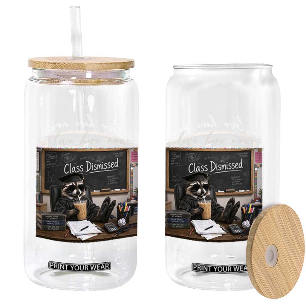 Funny Raccoon Graduation Glass Can I Live Here Now TS14 Print Your Wear