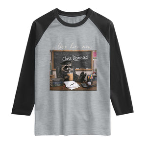 Funny Raccoon Graduation Raglan Shirt I Live Here Now TS14 Heather Gray Black Print Your Wear