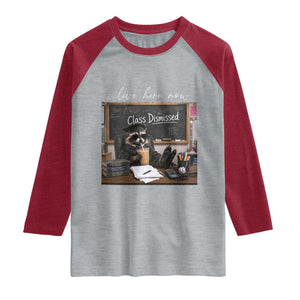 Funny Raccoon Graduation Raglan Shirt I Live Here Now TS14 Heather Gray Heather Red Print Your Wear