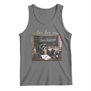 Funny Raccoon Graduation Tank Top I Live Here Now