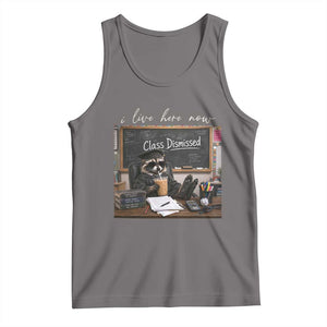Funny Raccoon Graduation Tank Top I Live Here Now