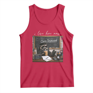 Funny Raccoon Graduation Tank Top I Live Here Now