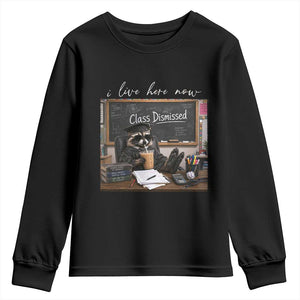 Funny Raccoon Graduation Youth Sweatshirt I Live Here Now TS14 Black Print Your Wear