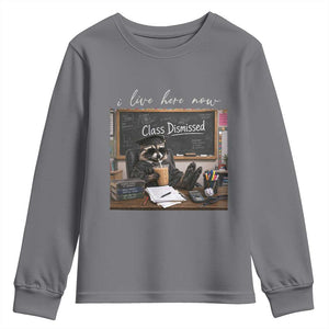 Funny Raccoon Graduation Youth Sweatshirt I Live Here Now TS14 Charcoal Print Your Wear
