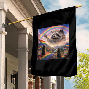 LGBTQ Pride Raccoon Rainbow Flag Garden Flag Two Raccoons Howling to The Rainbow TS14 Print Your Wear