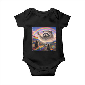 LGBTQ Pride Raccoon Rainbow Flag Baby Onesie Two Raccoons Howling to The Rainbow TS14 Black Print Your Wear