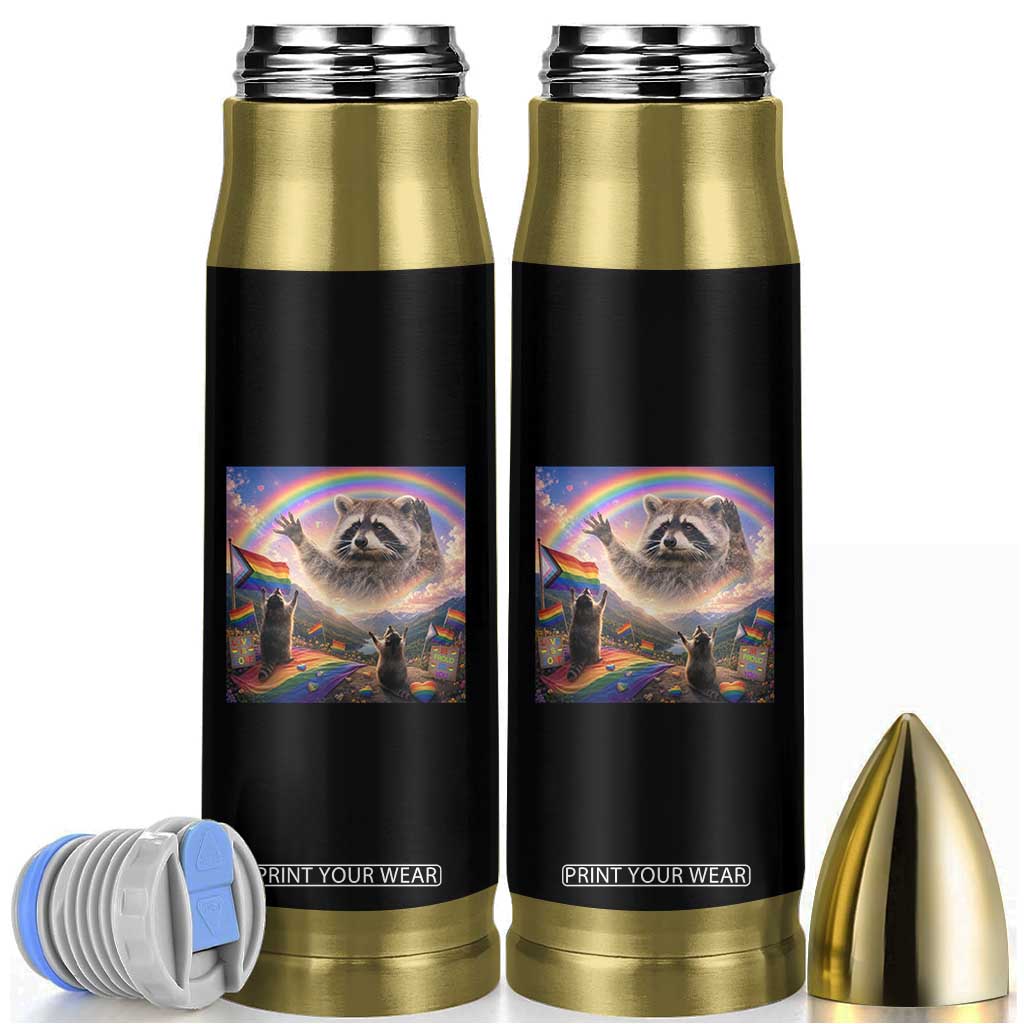 LGBTQ Pride Raccoon Rainbow Flag Bullet Tumbler Two Raccoons Howling to The Rainbow TS14 Black Print Your Wear