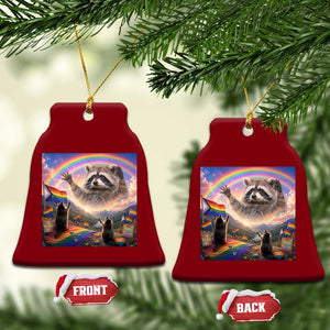 LGBTQ Pride Raccoon Rainbow Flag Ceramic Ornament Two Raccoons Howling to The Rainbow TS14 Print Your Wear